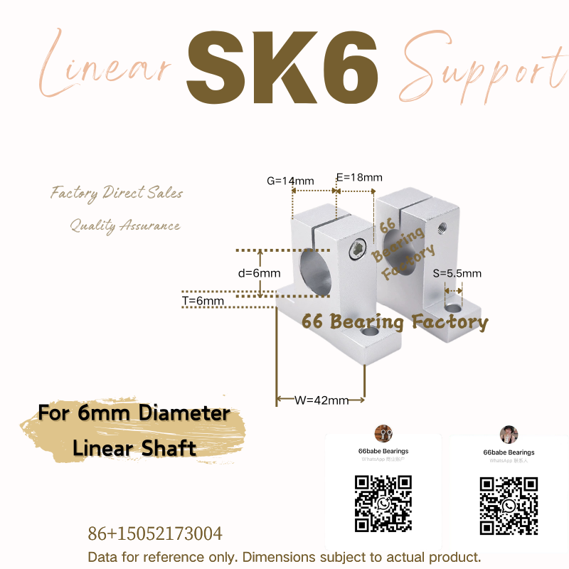 SK6 linear shaft support for 6 mm shaft