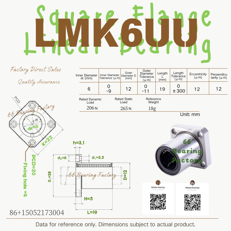 LMK6UU square flange linear bearing