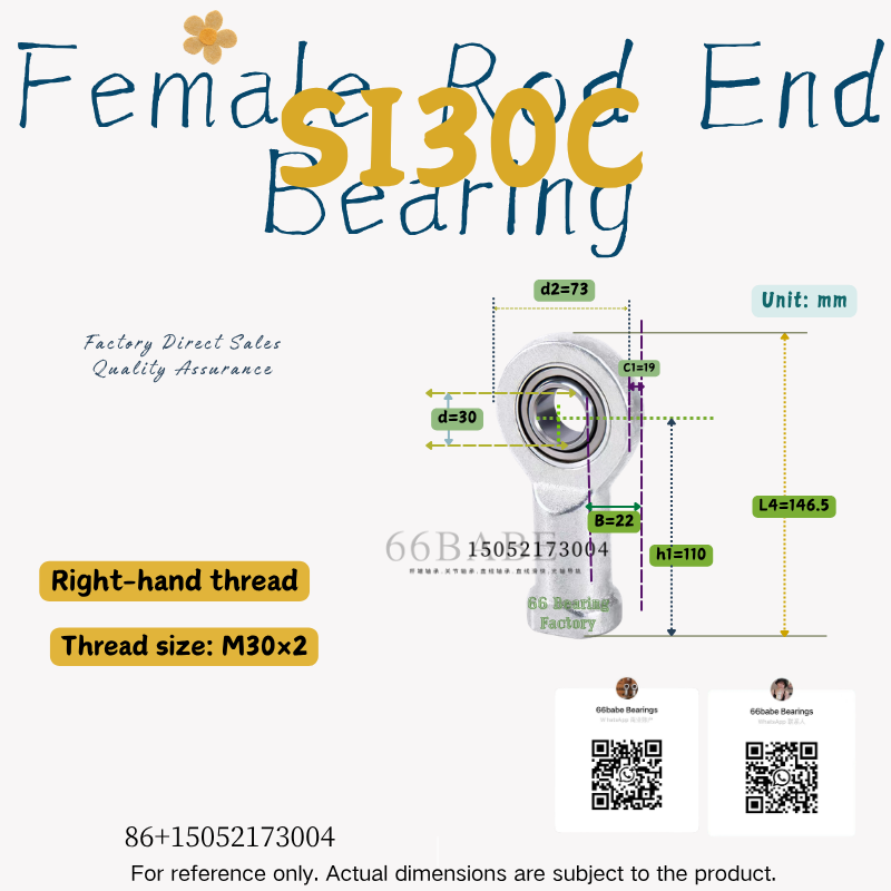 SI30C - Thread Size: M30×2.0 - Right-Hand Female Rod End Bearing