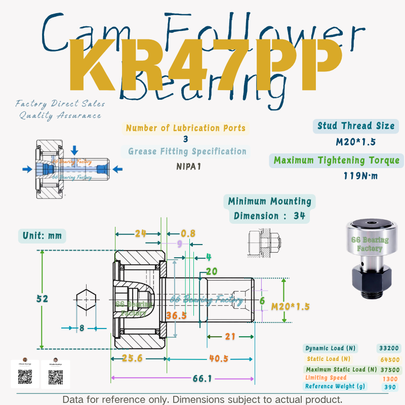 KR47PP sealed cam follower bearing