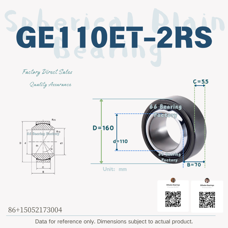 GE110ET-2RS - Bore Diameter: 110 mm Maintenance-Free Sealed Spherical Plain Bearing