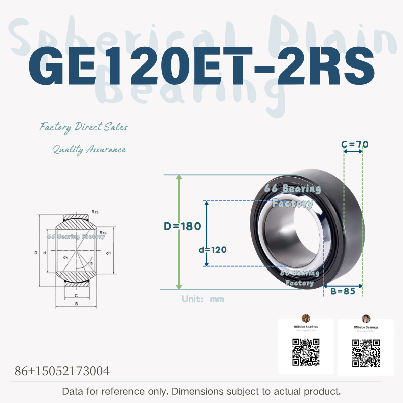 GE120ET-2RS - Bore Diameter: 120 mm Maintenance-Free Sealed Spherical Plain Bearing