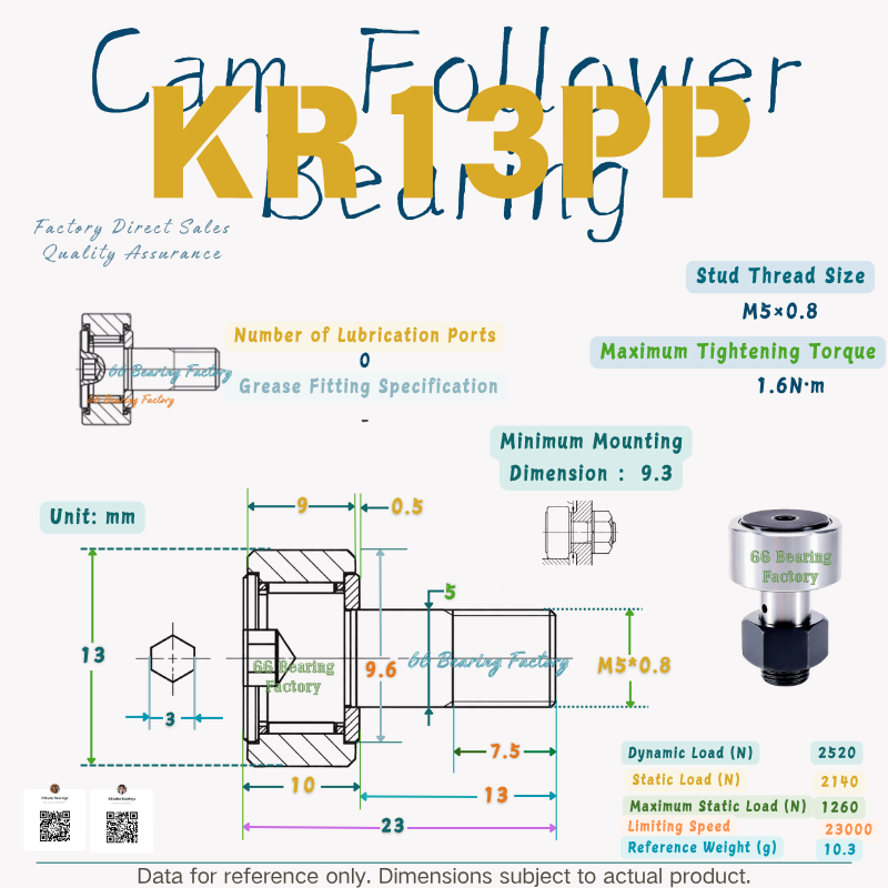 KR13PP sealed cam follower bearing