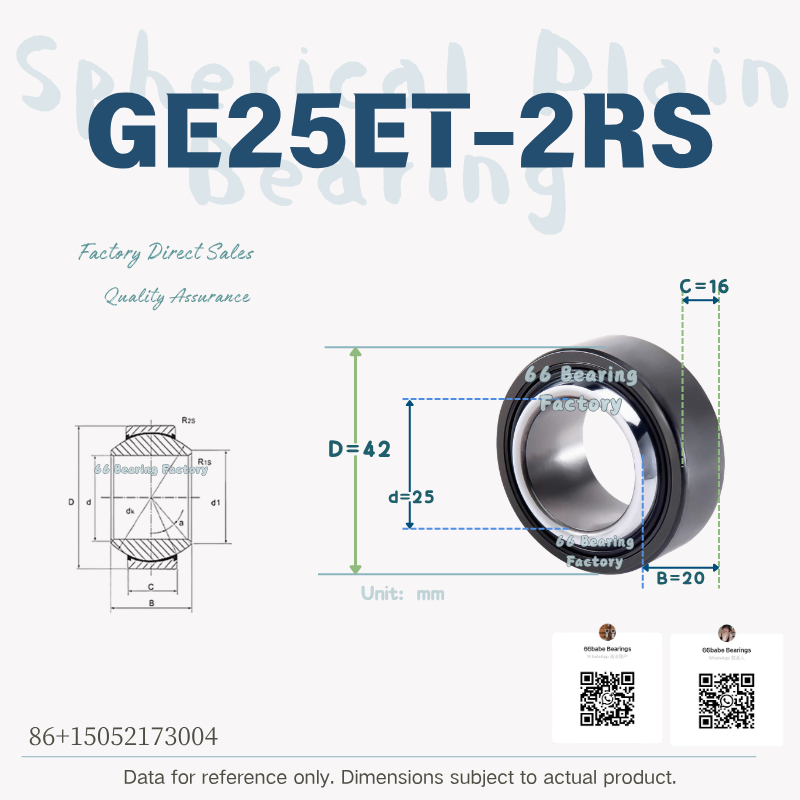 GE25ET-2RS - Bore Diameter: 25 mm Maintenance-Free Sealed Spherical Plain Bearing