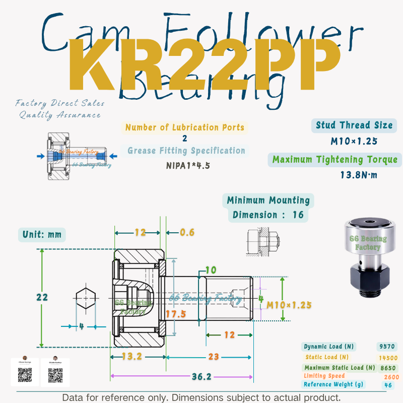 KR22PP sealed cam follower bearing