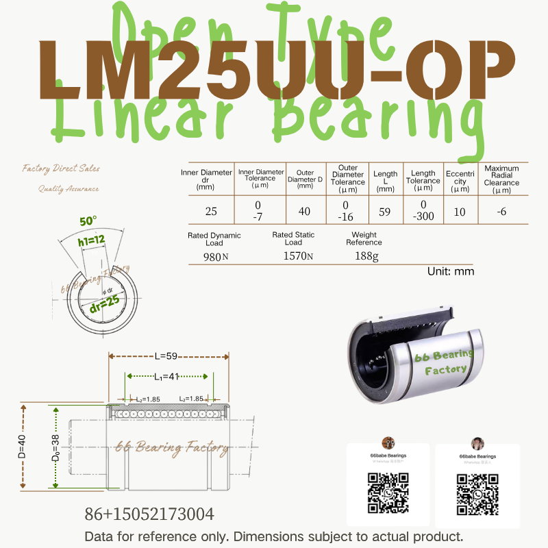 LM20UU-OP open type linear bearing, 20 × 32 × 42 mm