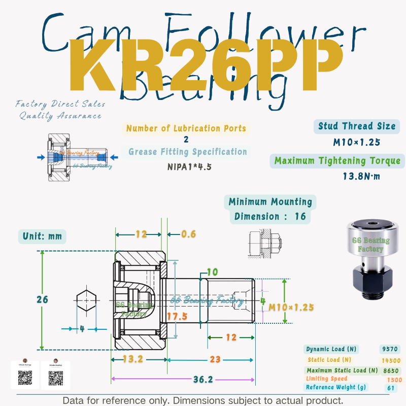 KR26PP sealed cam follower bearing