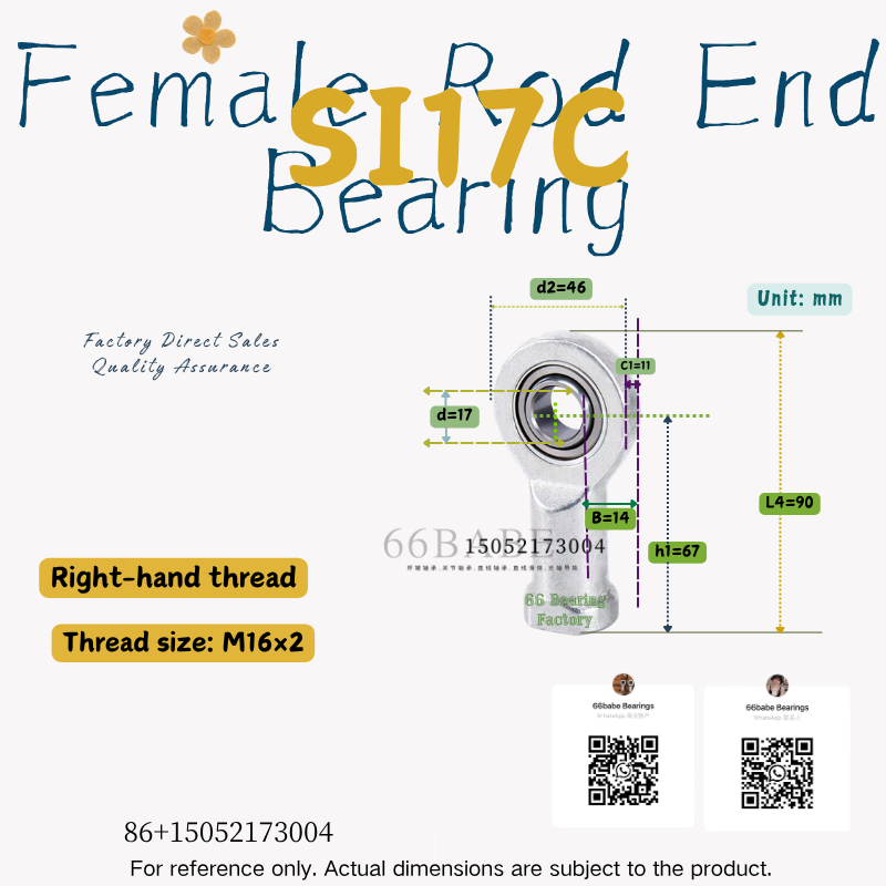 SI17C - Thread Size: M16×2.0 - Right-Hand Female Rod End Bearing
