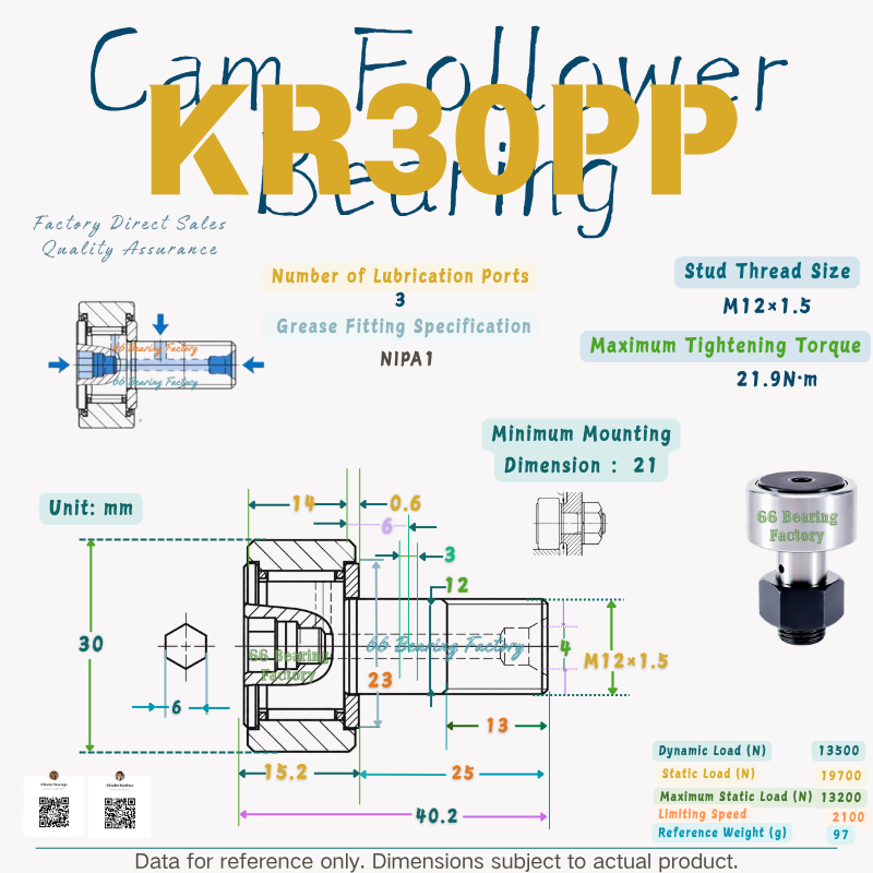 KR30PP sealed cam follower bearing