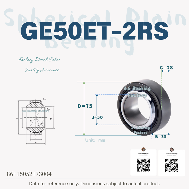GE50ET-2RS - Bore Diameter: 50 mm Maintenance-Free Sealed Spherical Plain Bearing