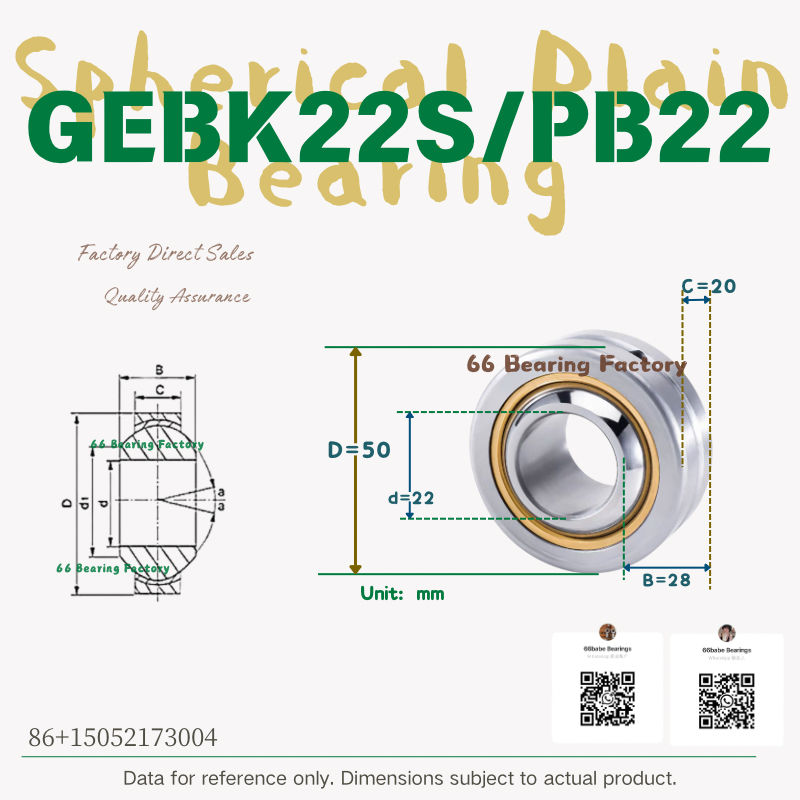 GEBK22S / PB22 spherical plain bearing, 22 mm bore